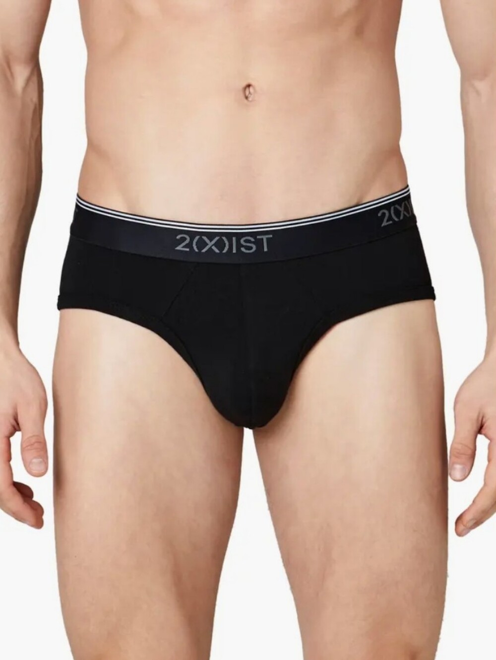 2xist Men's Strech Countour Pouch Black Cotton Briefs with Logo Waistband Sz XL